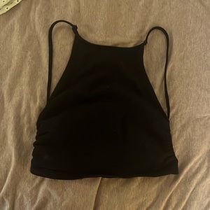 Black open back tank top